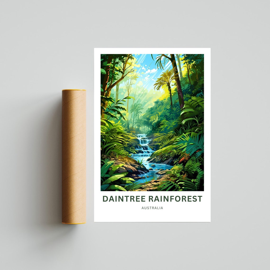 Daintree Rainforest Australia Jungle Waterfall Creek Travel Poster - Image 4