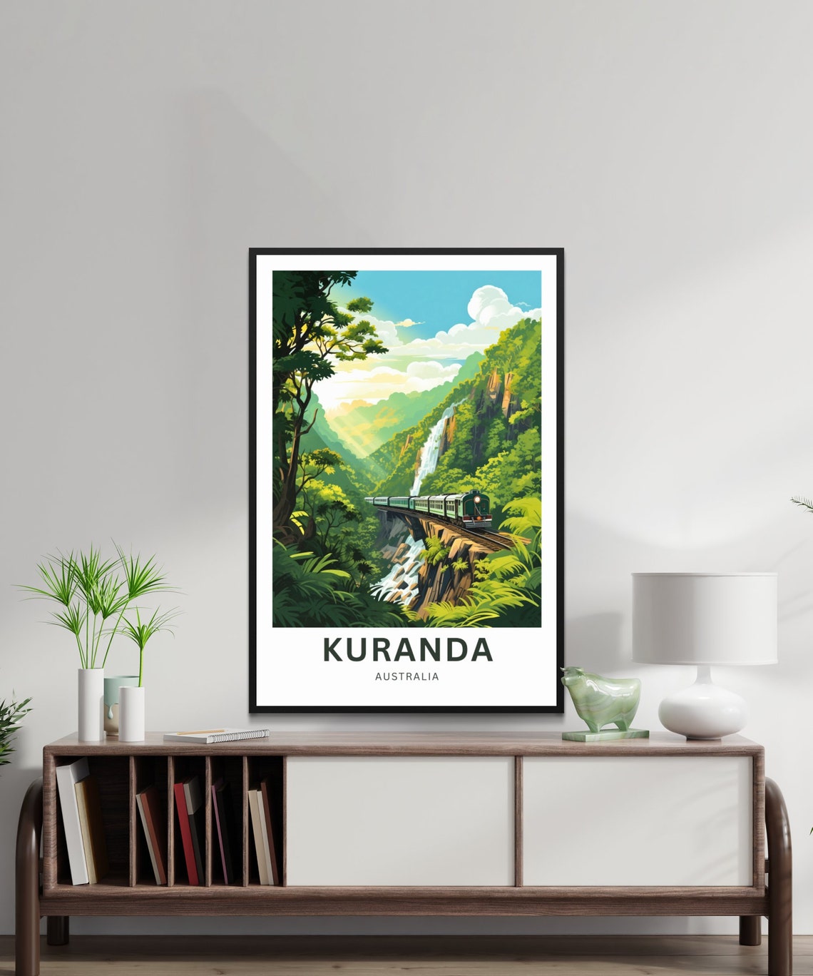 Kuranda Australia Train Bridge Waterfall Vintage Travel Poster Gift - Image 2