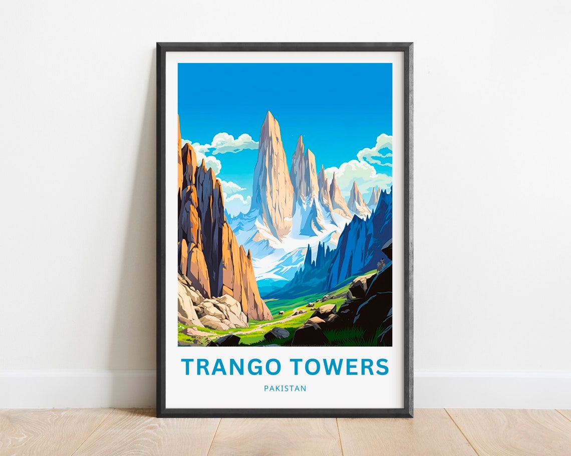 Trango Towers Pakistan Granite Spires Snow Peaks Travel Poster