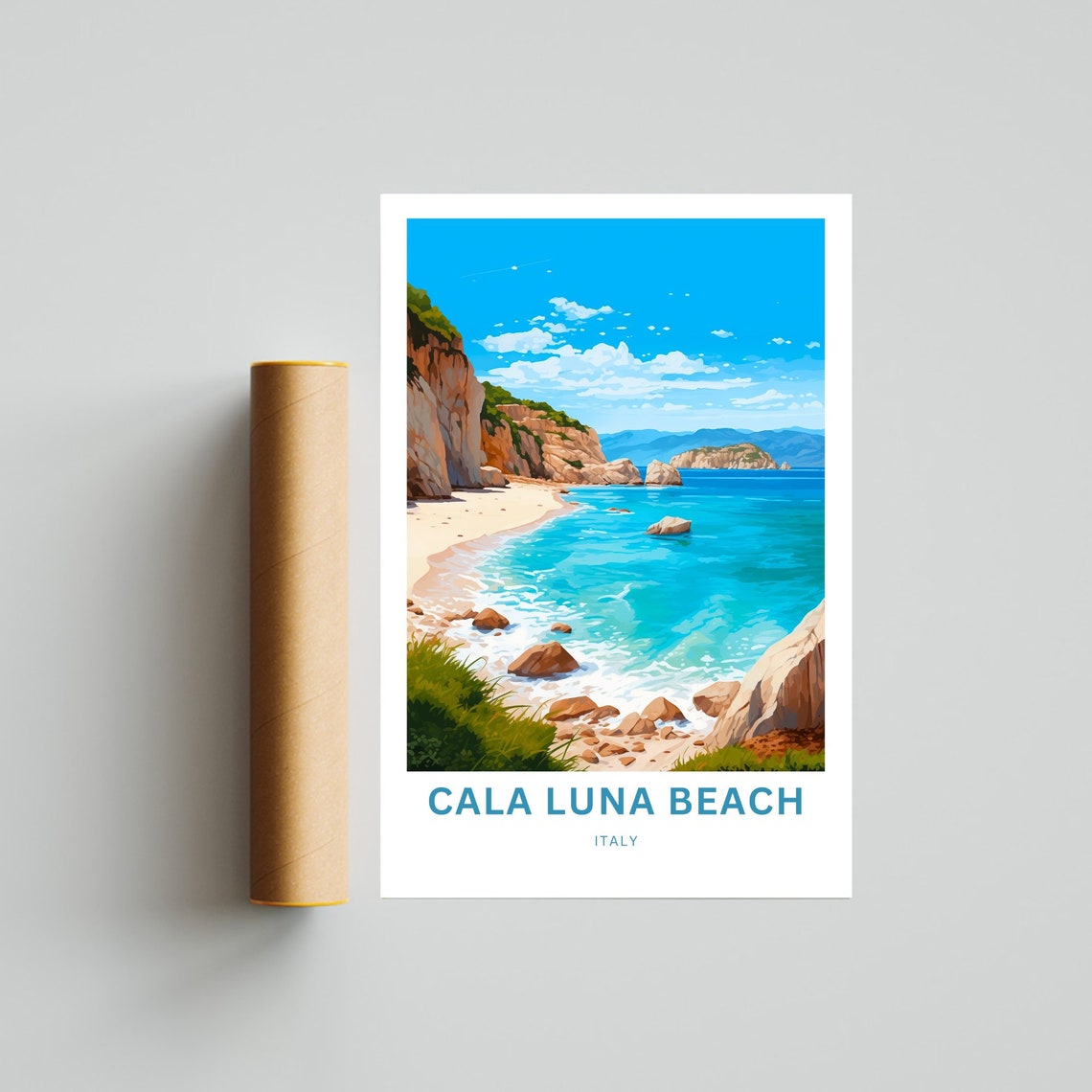 Personalized Cala Luna Beach Italy Turquoise Cove Cliffs Poster - Image 4