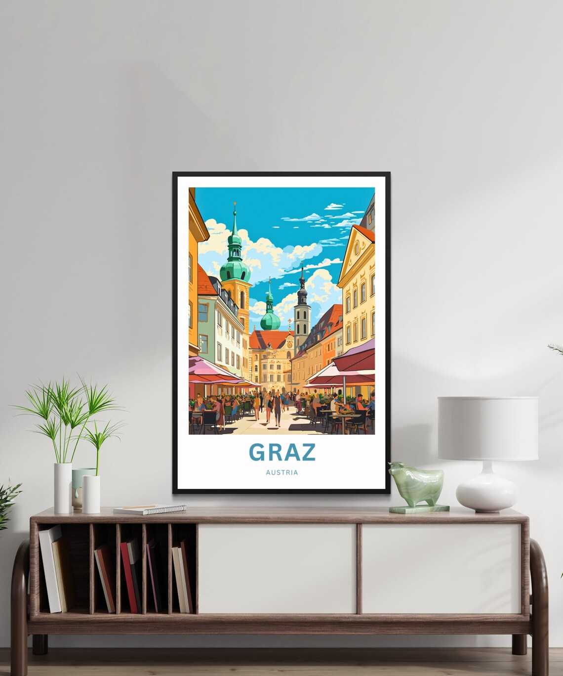 Graz Austria Cafe Street Baroque Spires Custom Travel Poster - Image 2