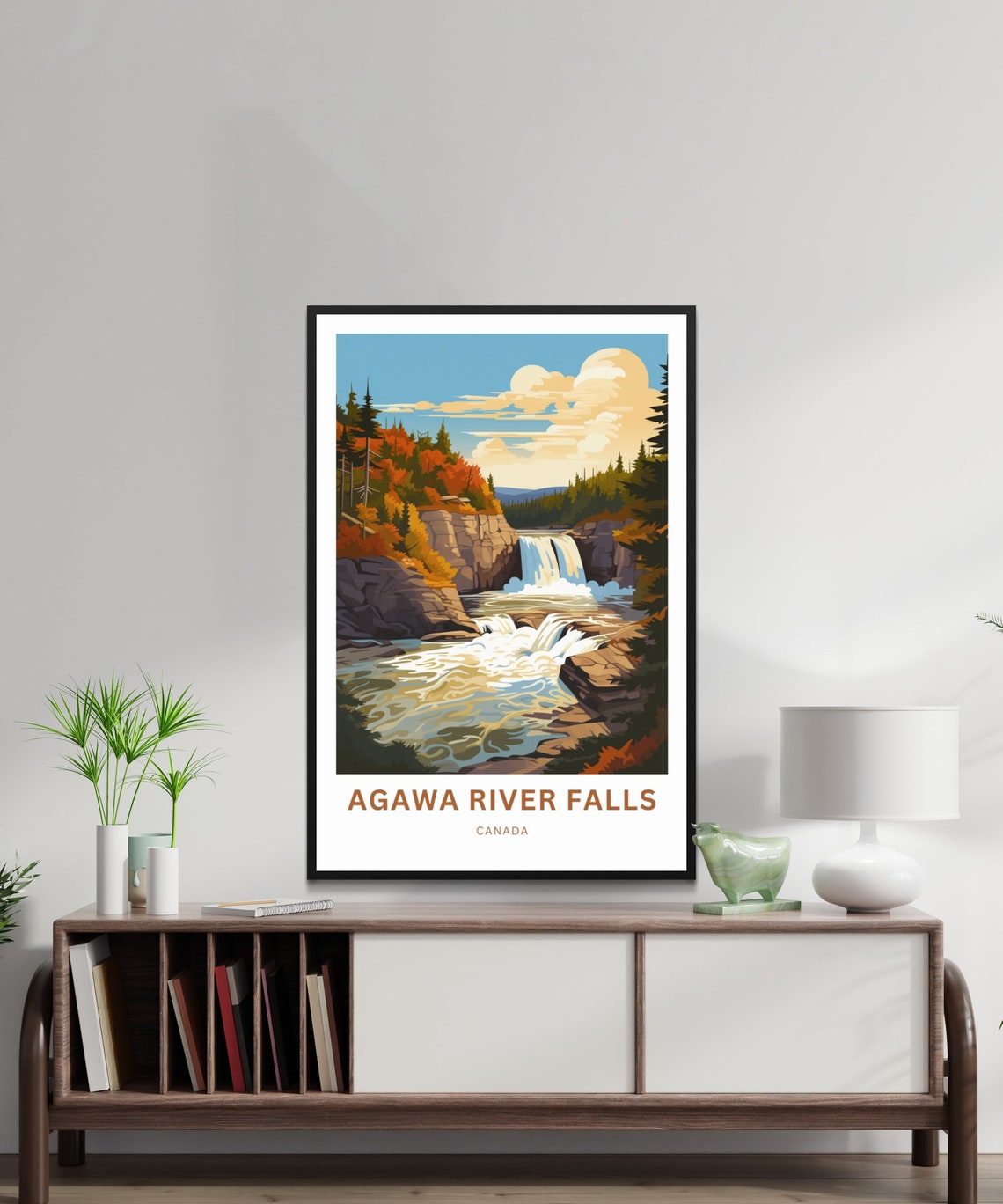 Personalized Agawa River Falls Canada Cliff Waterfall Travel Poster - Image 2