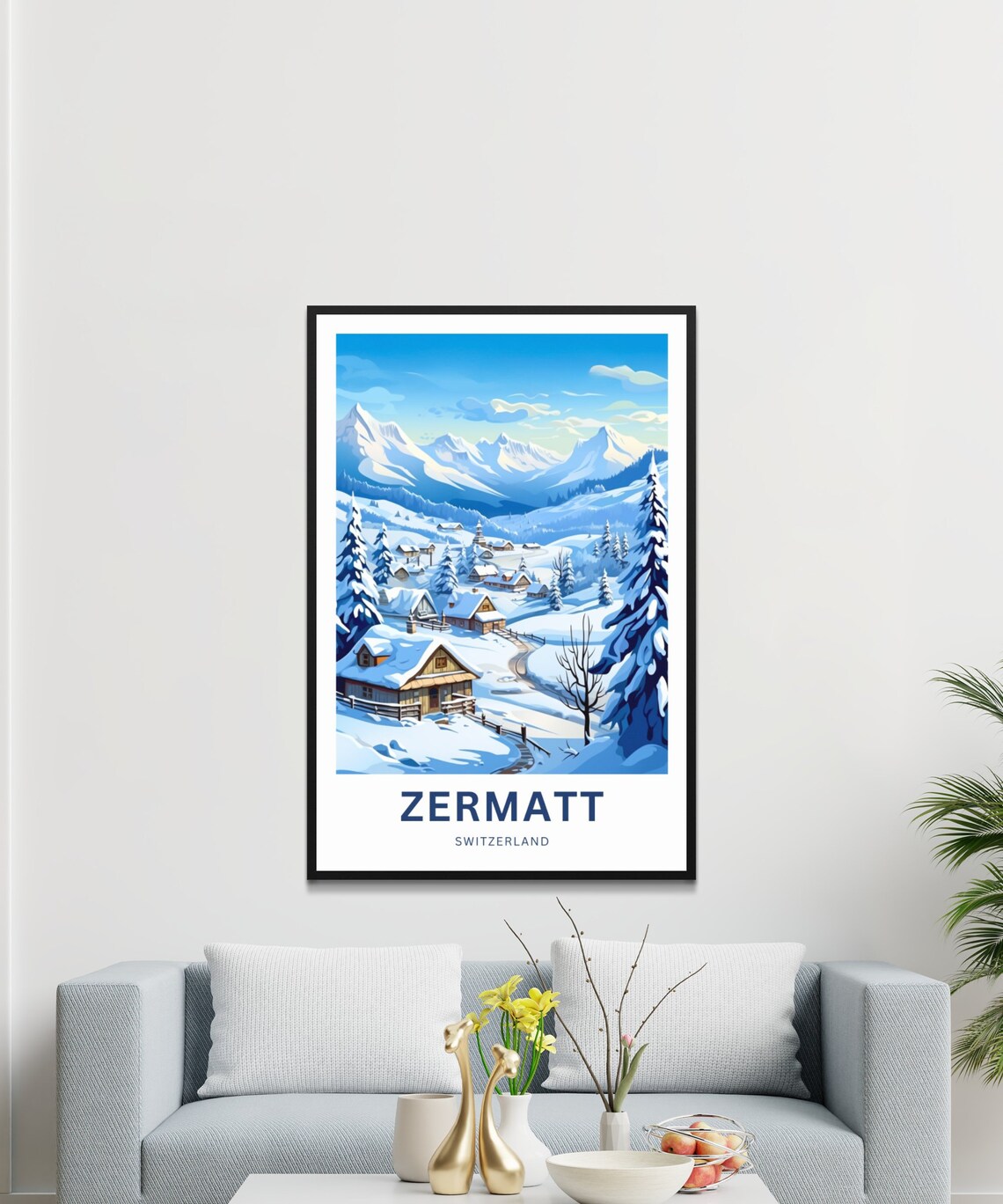 Personalized Zermatt Switzerland Snowy Village Alpine Valley Poster - Image 3