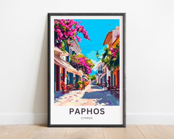Paphos Travel Poster, Cyprus Wall Art Print