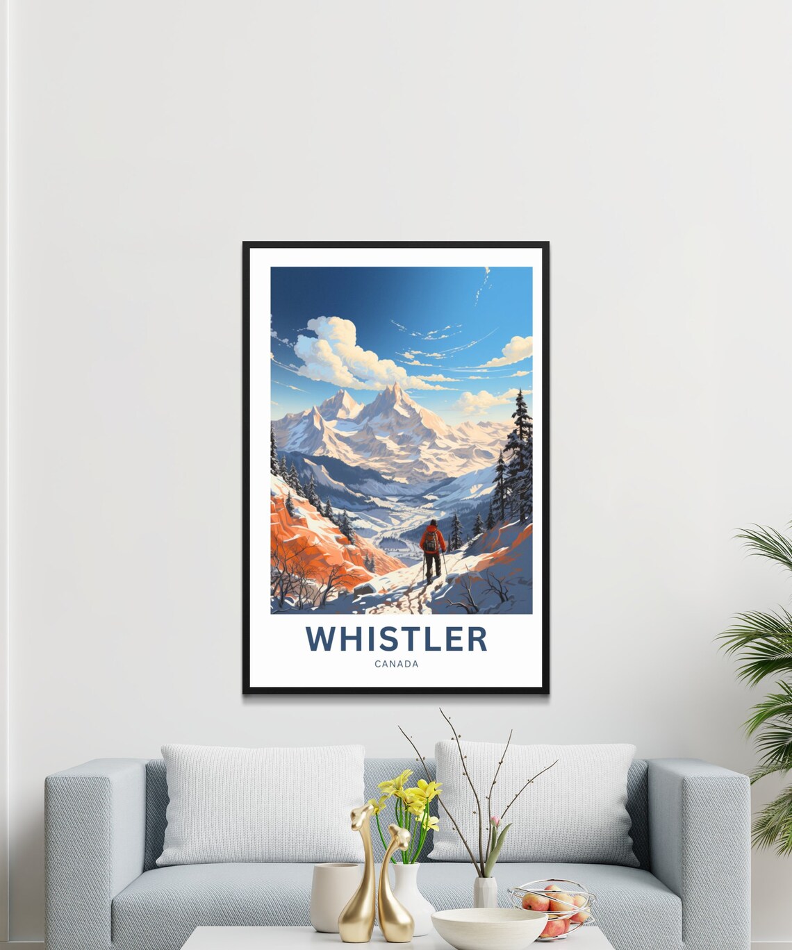 Personalized Whistler Canada Hiker Snowy Mountain Peaks Travel Poster - Image 3