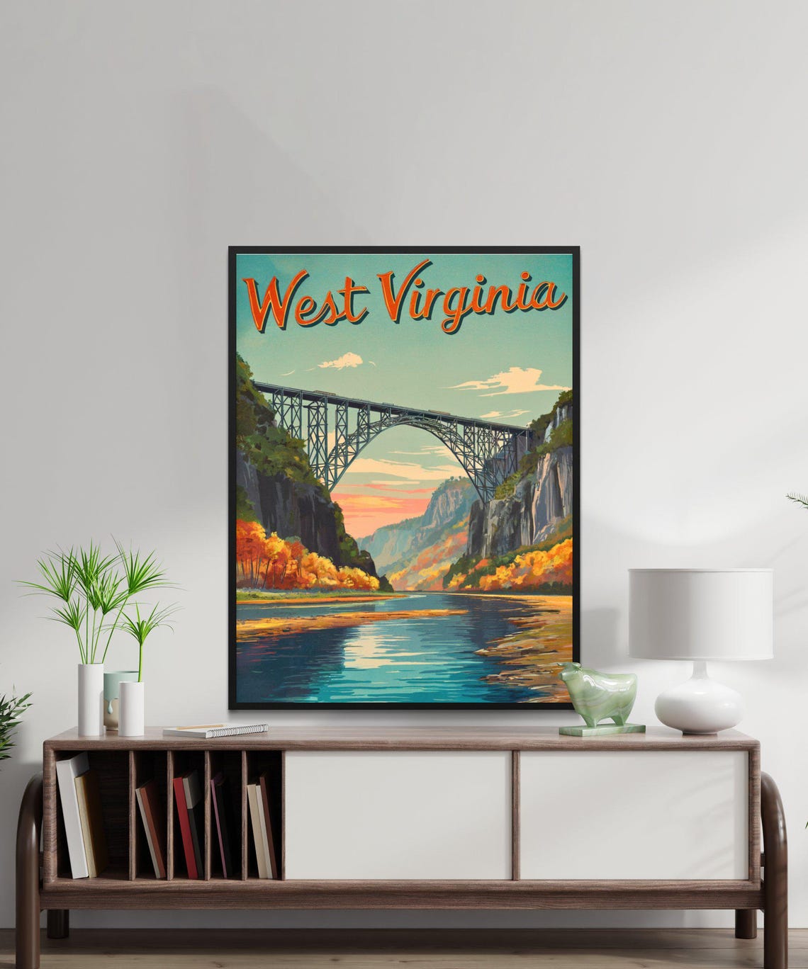 West Virginia New River Gorge Bridge At Sunset Over The River Poster - Image 2