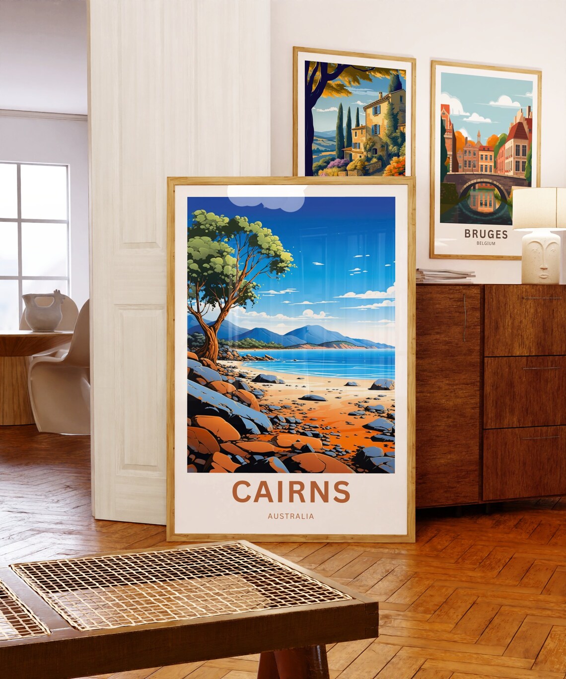 Cairns Australia Rocky Orange Beach Gum Tree Coastal Travel Poster - Image 5