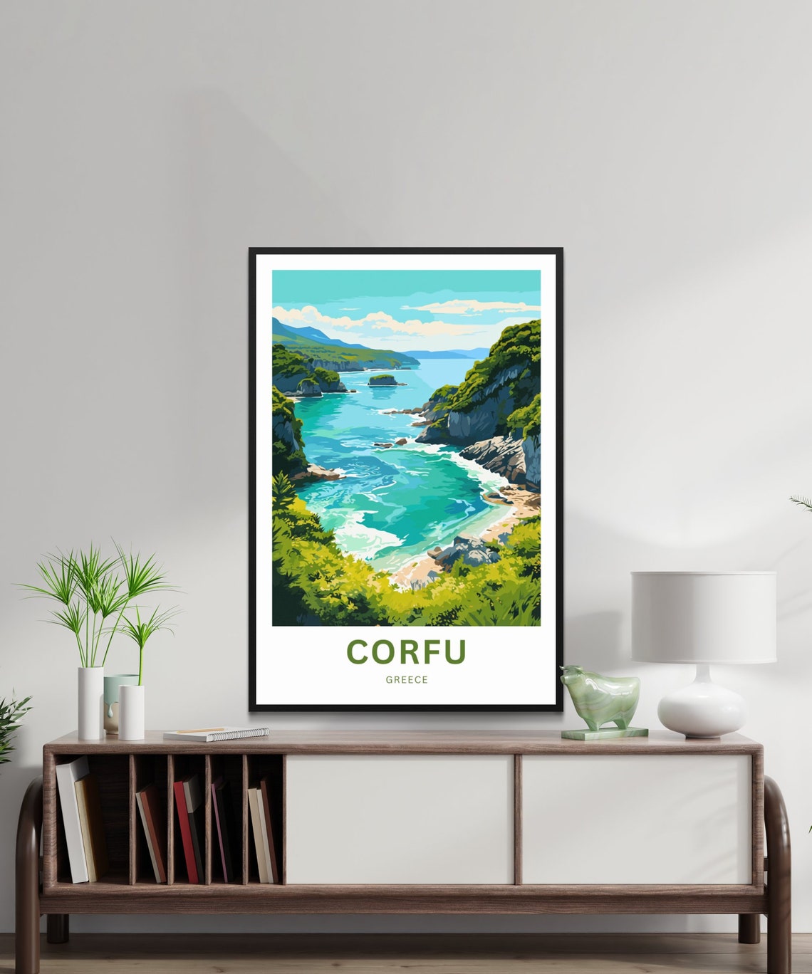Corfu Greece Turquoise Cove Personalized Greek Island Poster - Image 2