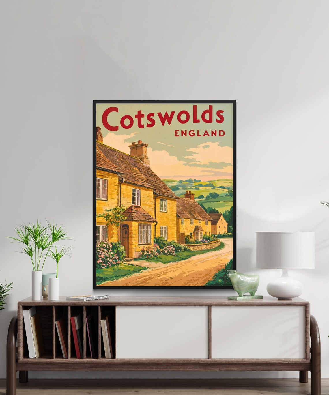 Cotswolds England Vintage Stone Cottages Retro Travel Poster - Image 2