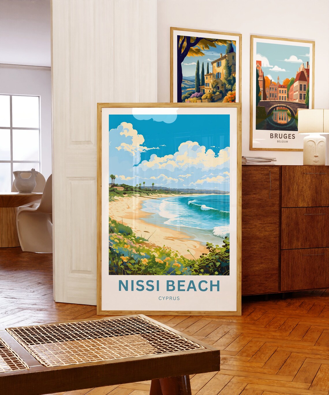 Nissi Beach Personalized Palm Shore Waves Cyprus Travel Poster - Image 5