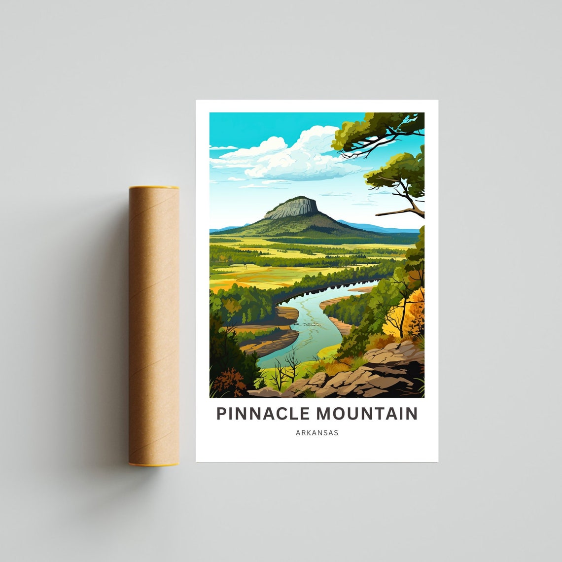 Pinnacle Mountain Arkansas River Valley Peak Vista Travel Poster - Image 4