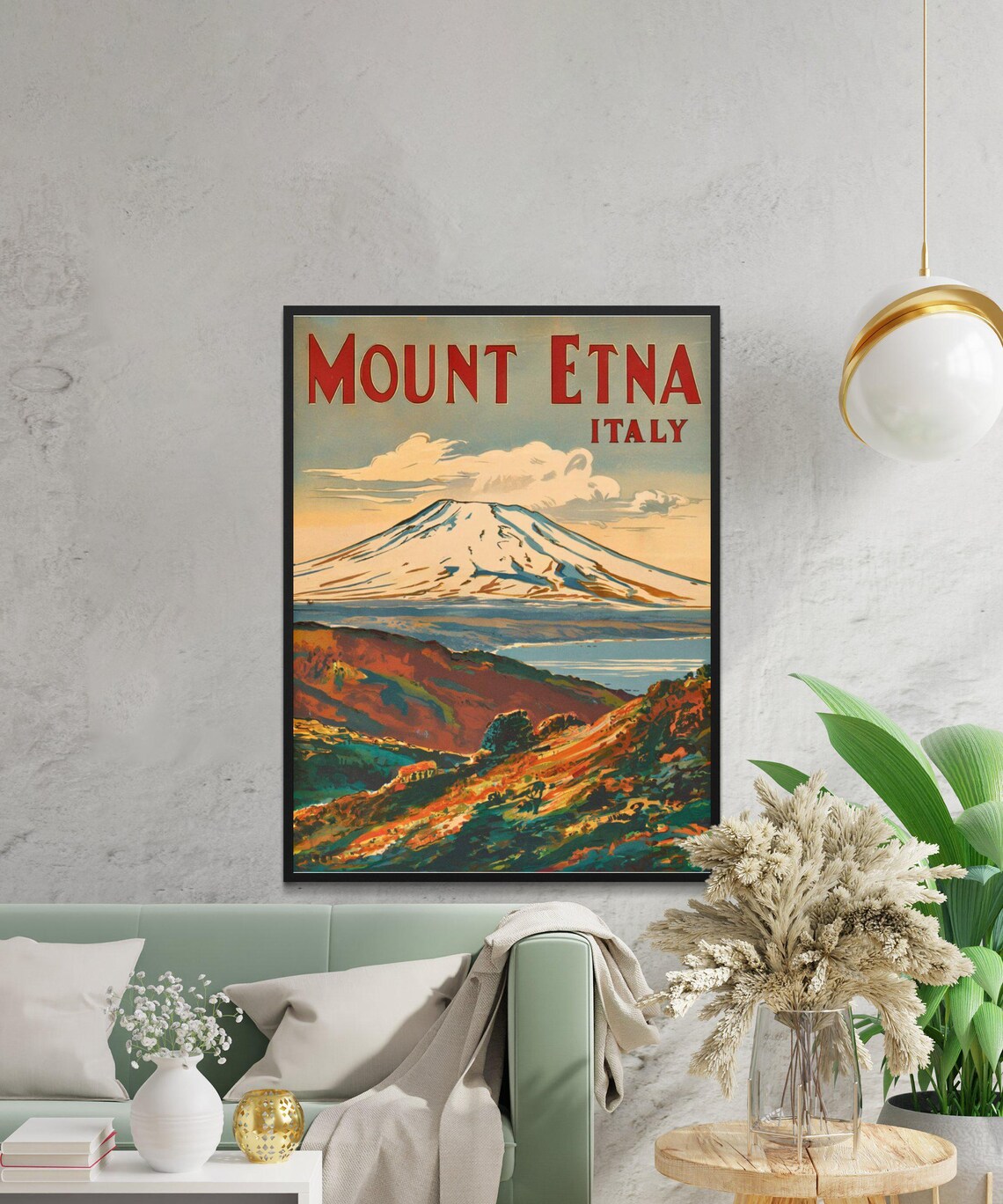 Mount Etna Vintage Travel Poster, Sicily Italy - Image 2