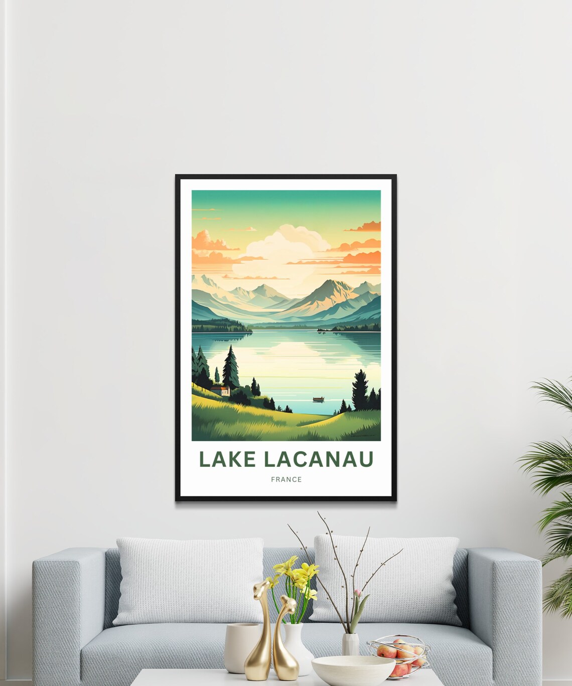 Lake Lacanau Travel Print Lake Lacanau Poster France Wall Art Framed Present Gift France Present - Image 3