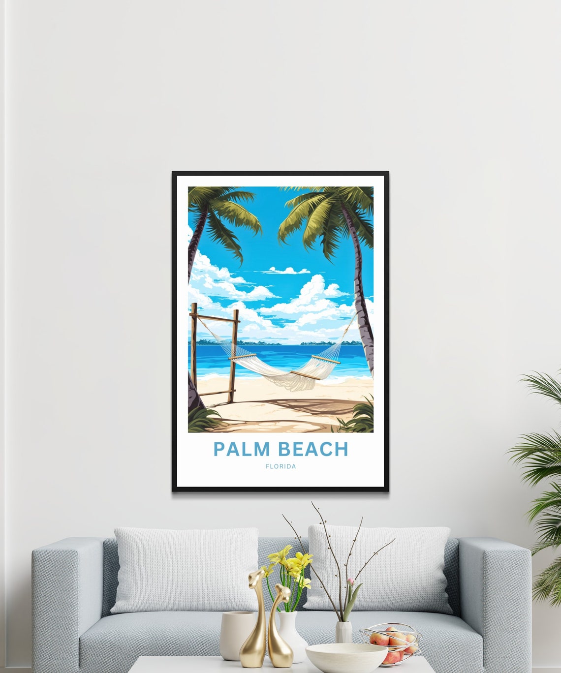 Palm Beach Florida Hammock Palm Trees Ocean View Scene Poster - Image 3