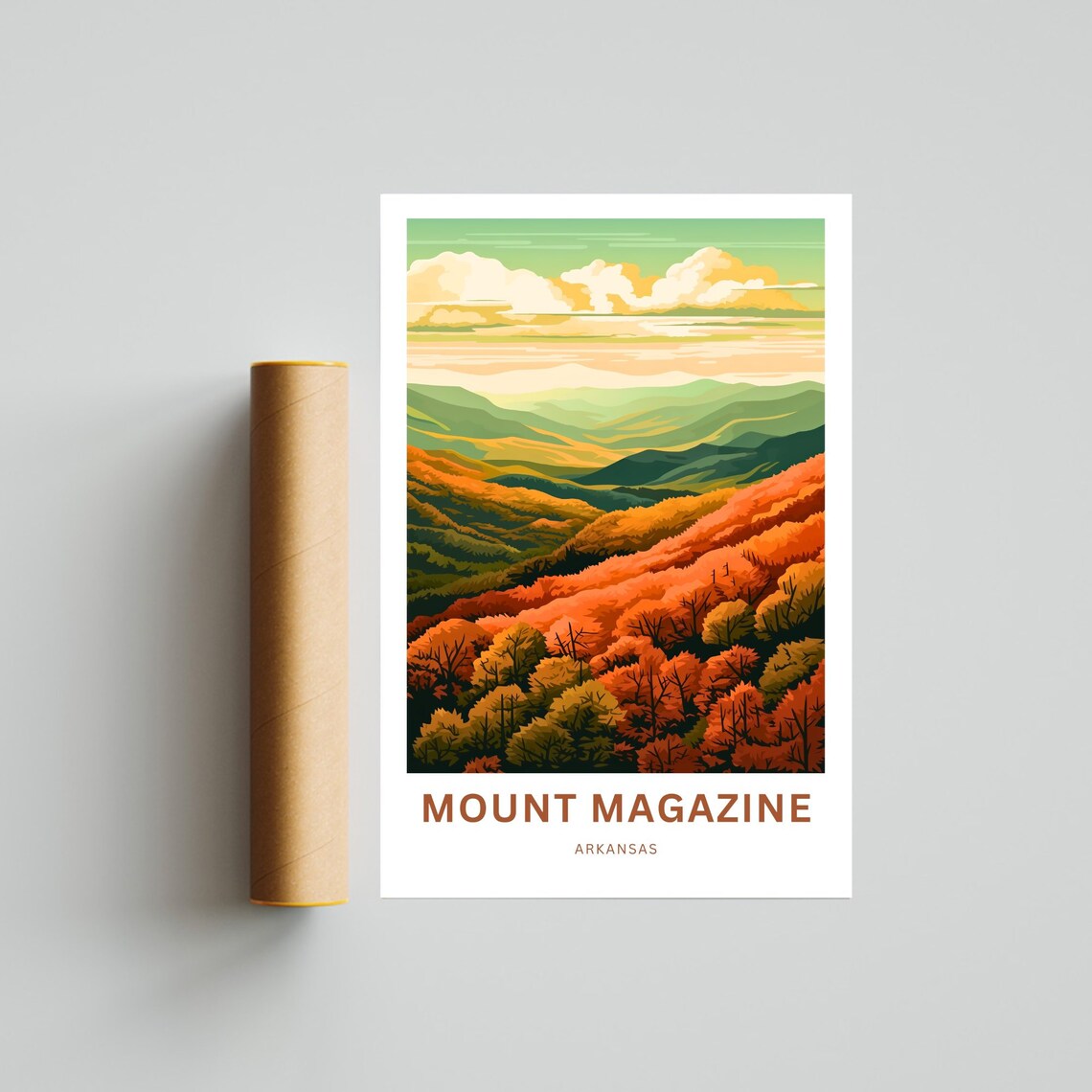 Mount Magazine Arkansas Colorful Autumn Hills Vista Travel Poster - Image 4