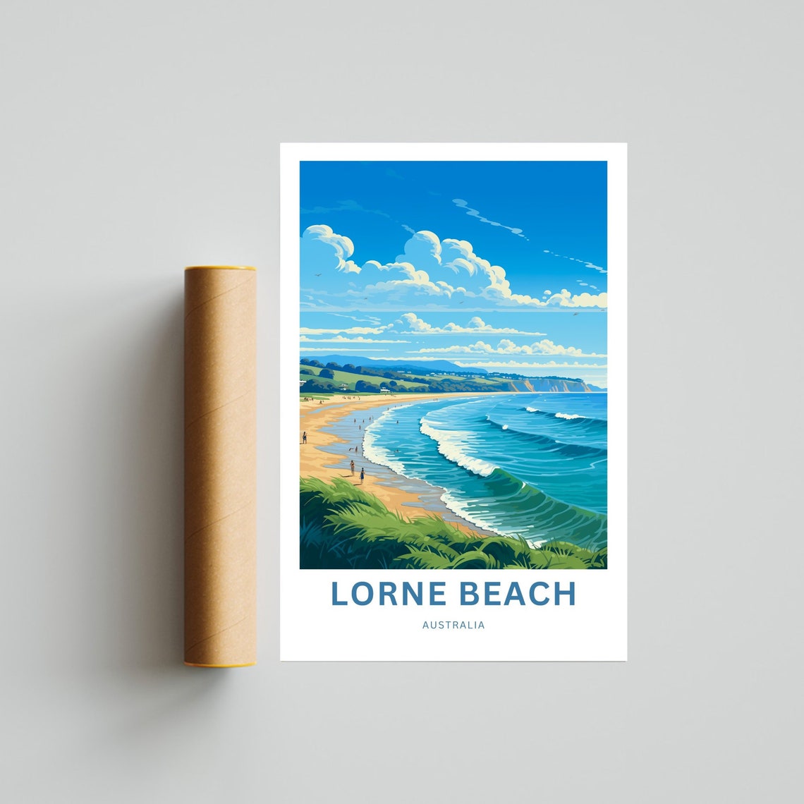 Lorne Beach Australia Curving Sandy Shore Cliffs Custom Travel Poster - Image 4