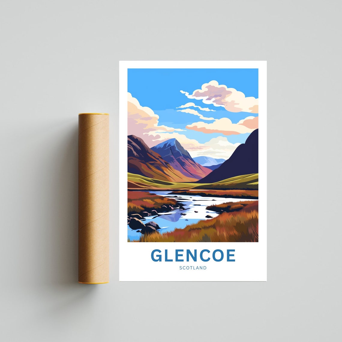 Glencoe Scotland Mountain Valley River Autumn Colors Scene Poster - Image 4