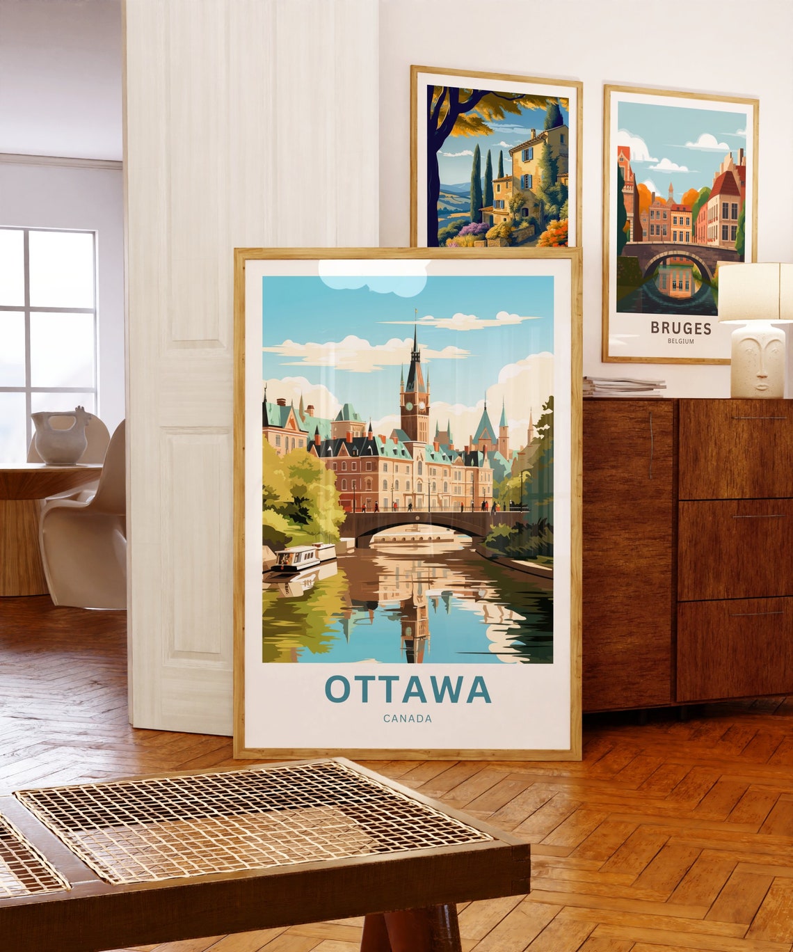 Ottawa Canada Parliament Vintage Travel Poster River Skyline View - Image 5