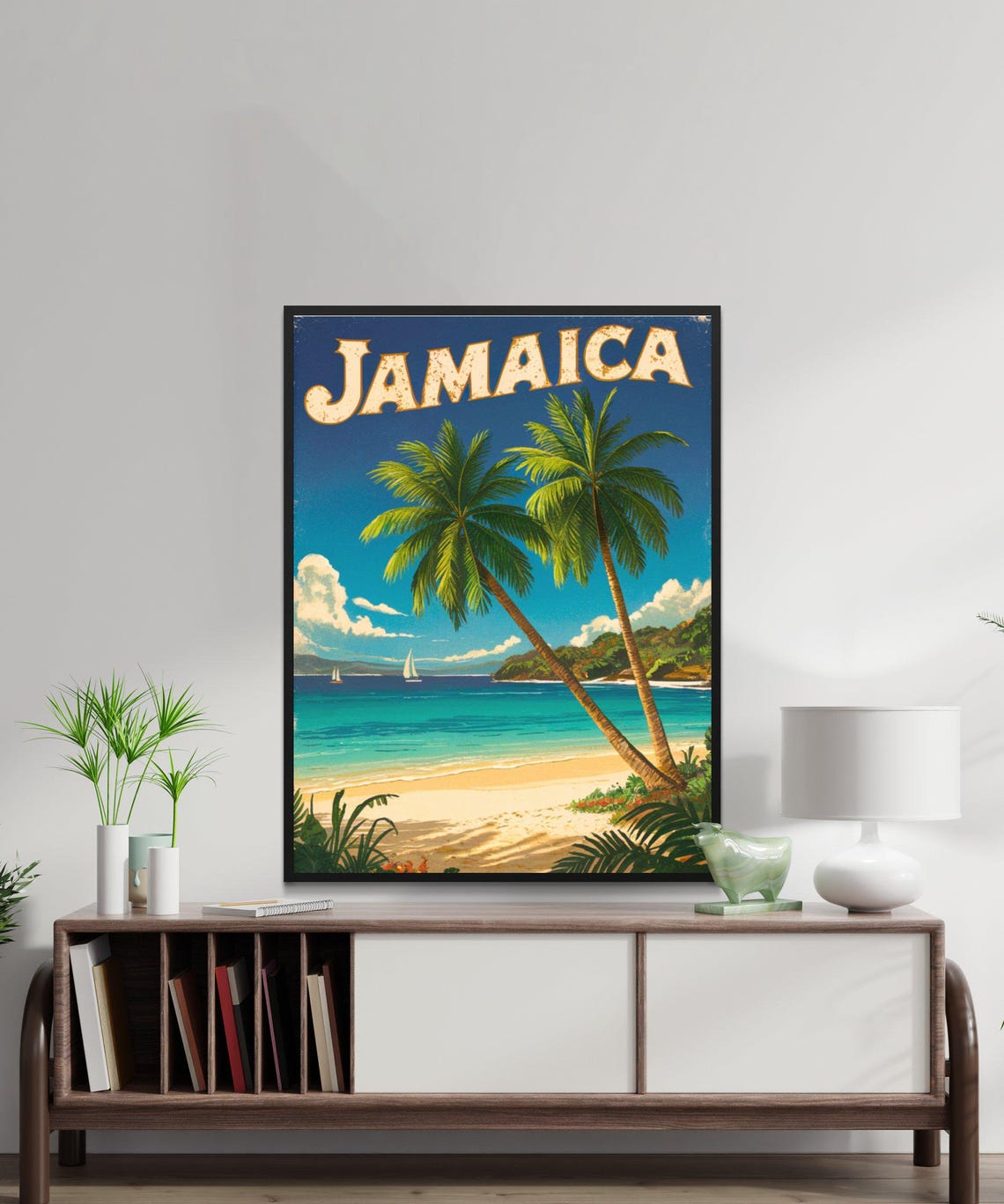 Jamaica Vintage Caribbean Palm Trees Beach Retro Travel Poster - Image 3