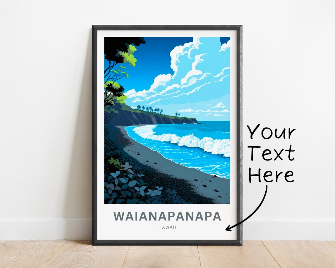 Personalized Waianapanapa Hawaii Black Sand Custom Text Poster