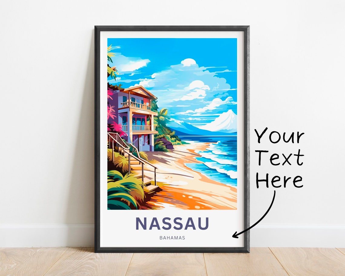 Personalized Nassau Travel Print Nassau Poster Bahamas Wall Art Framed Present Gift Bahamas Present