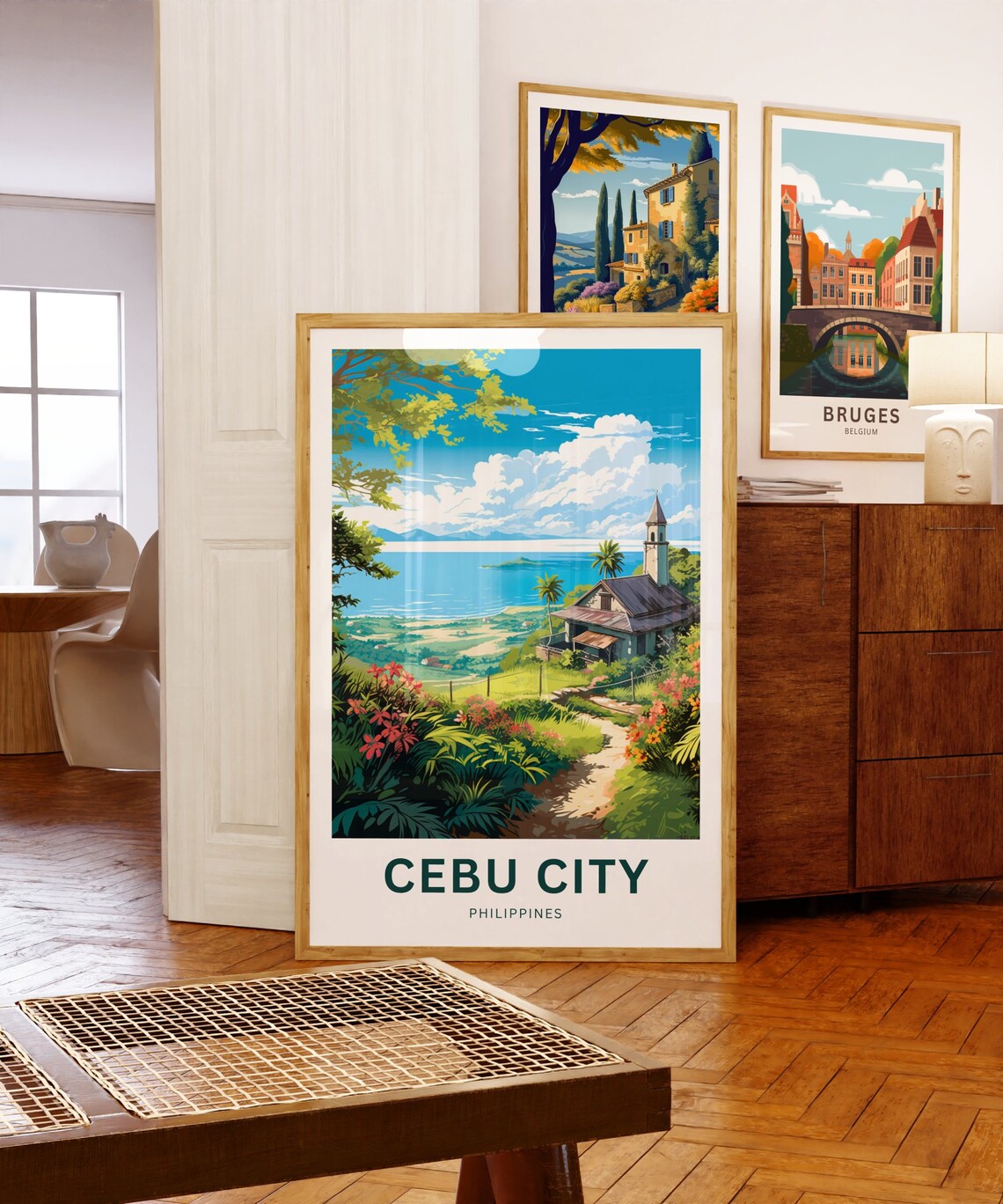 Cebu City Philippines Tropical Church Hill Sea View Art Poster - Image 5
