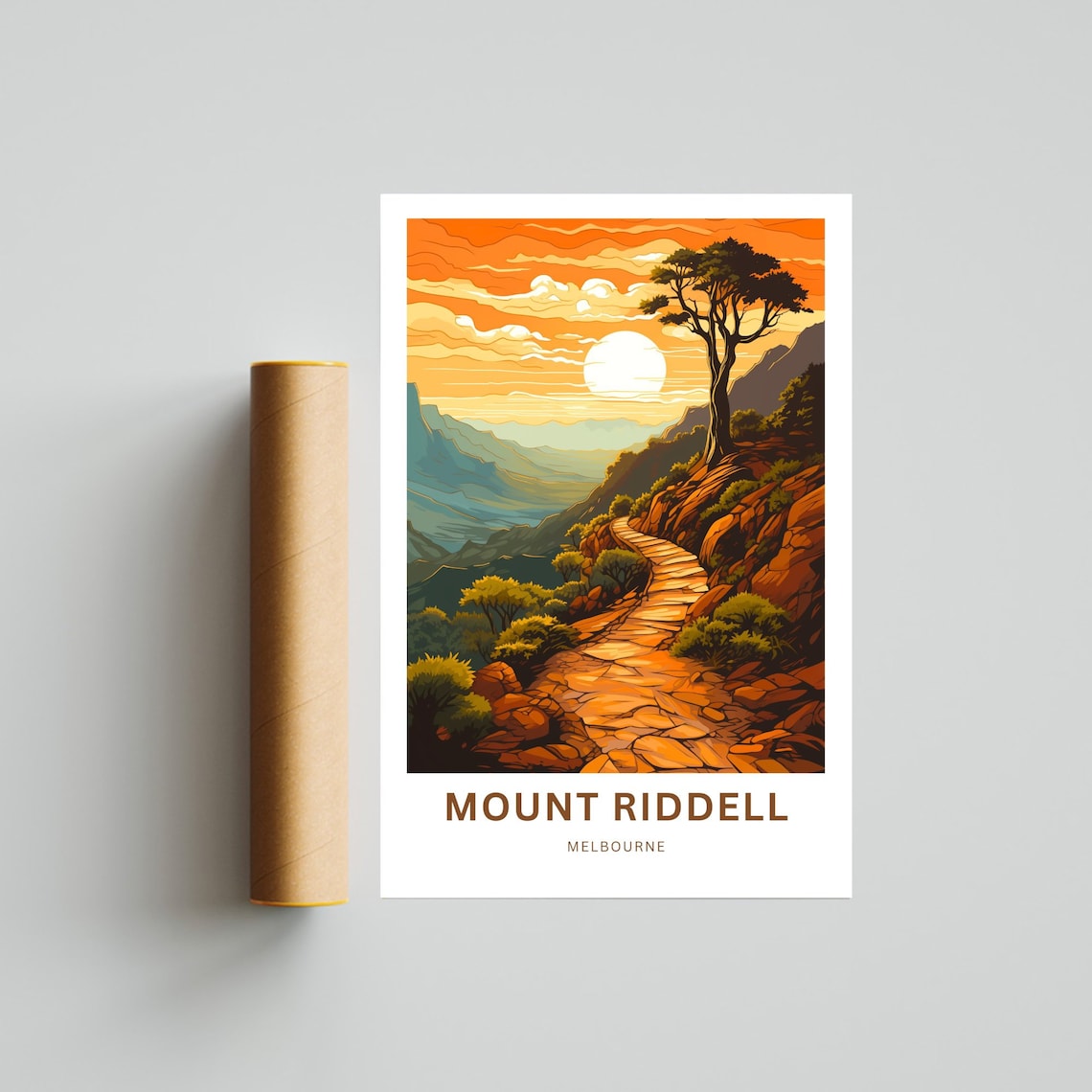Mount Riddell Melbourne Sunset Mountain Trail Landscape Poster - Image 4