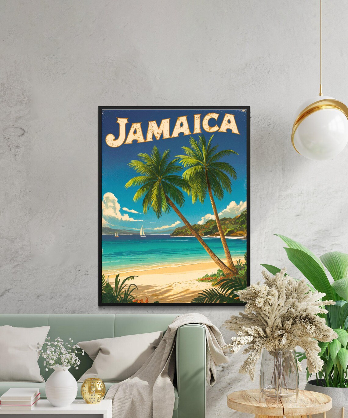 Jamaica Vintage Caribbean Palm Trees Beach Retro Travel Poster - Image 2