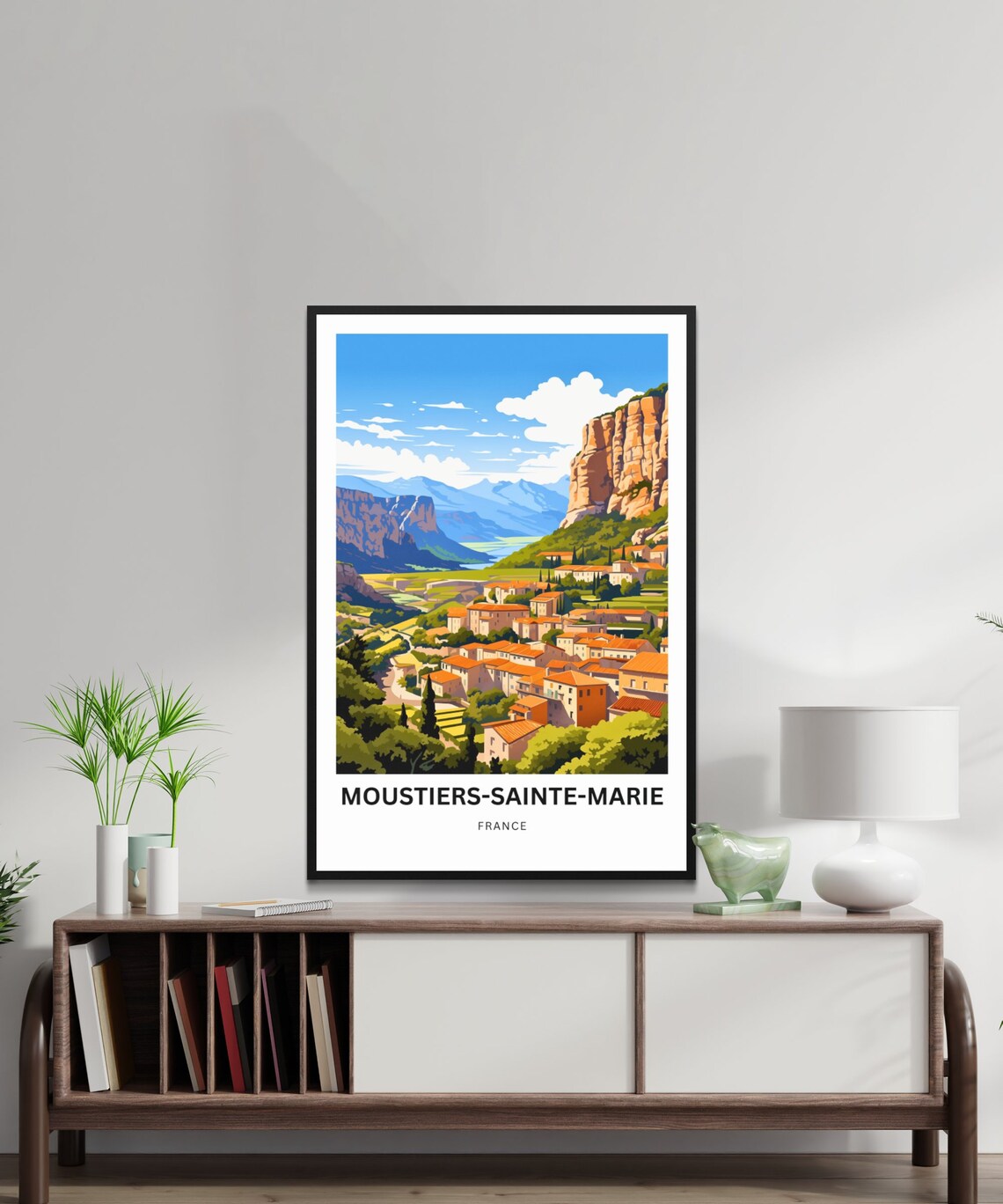 Moustiers-Sainte-Marie France Mountain Village Panorama Travel Poster - Image 2