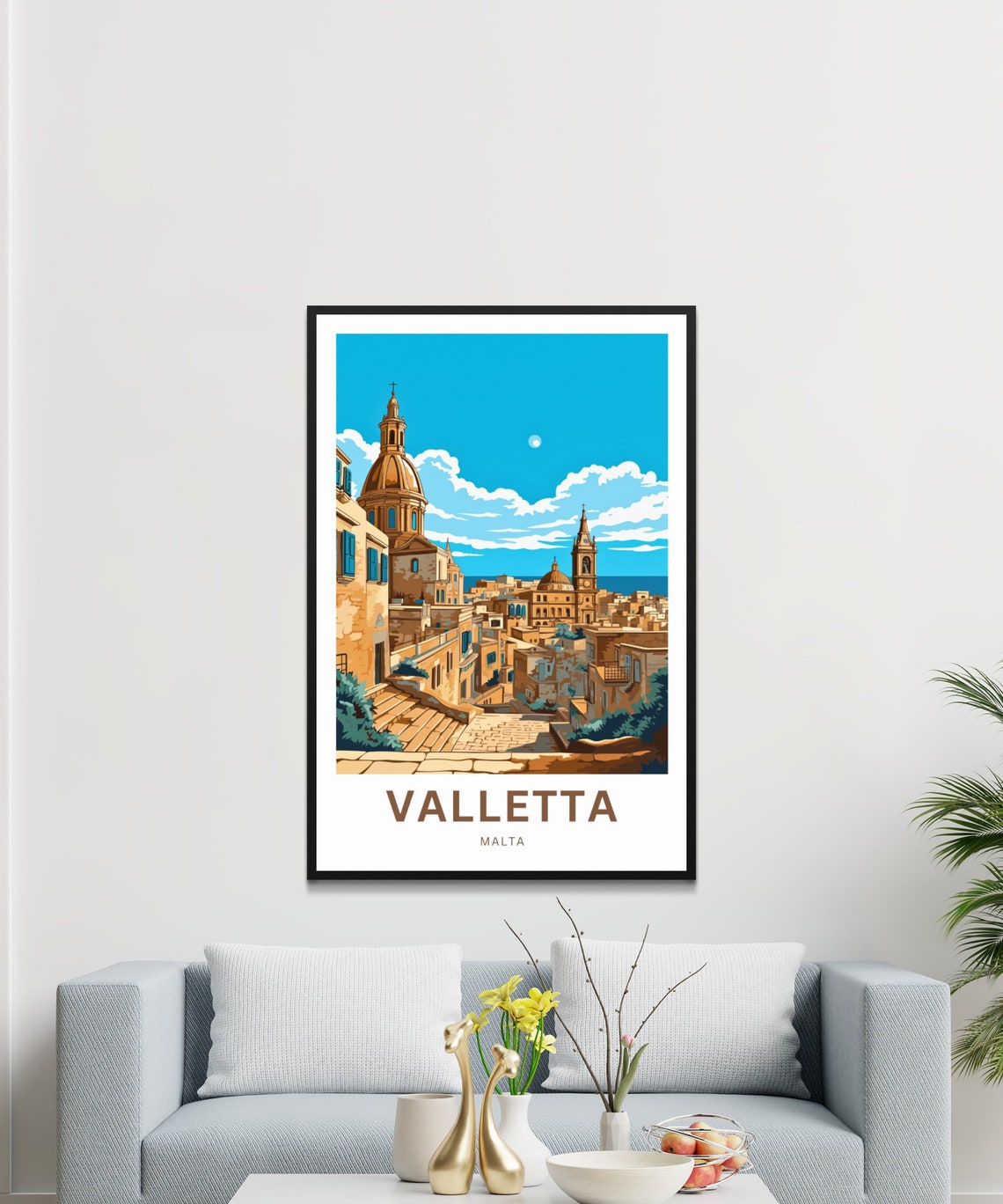 Personalized Valletta Malta Old Town Domes Street Scene Poster - Image 3