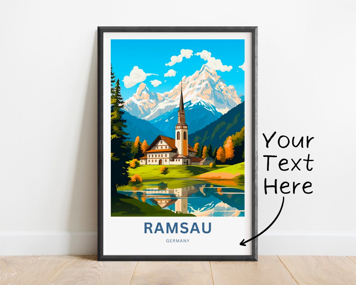 Personalized Ramsau Germany Alpine Church Custom Text Travel Poster