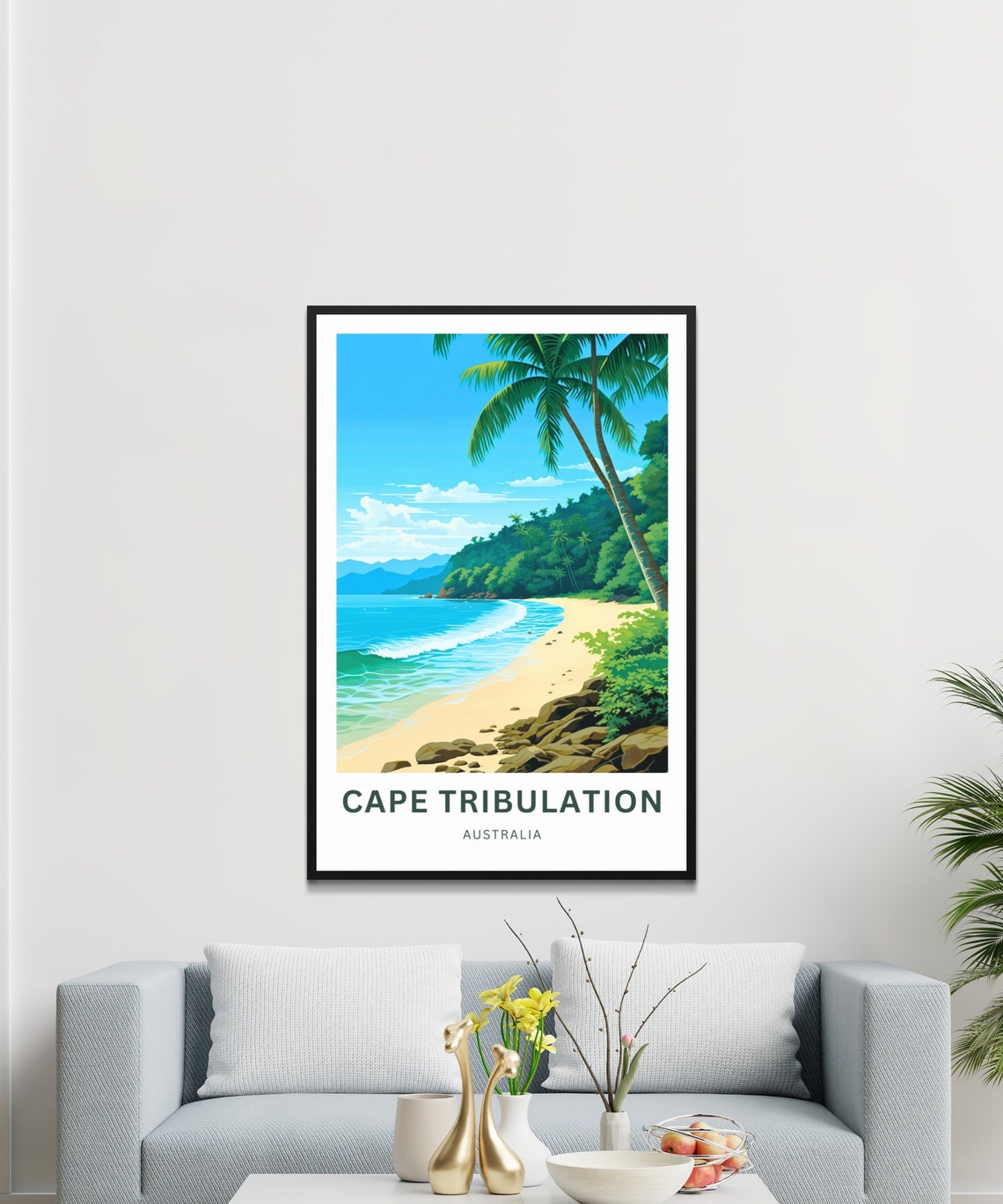 Cape Tribulation Australia Curving Palm Beach Vintage Travel Poster - Image 4