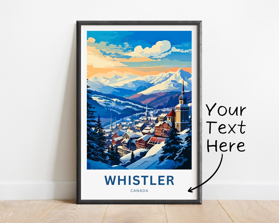Whistler Canada Snowy Alpine Village Sunset Glow Travel Poster