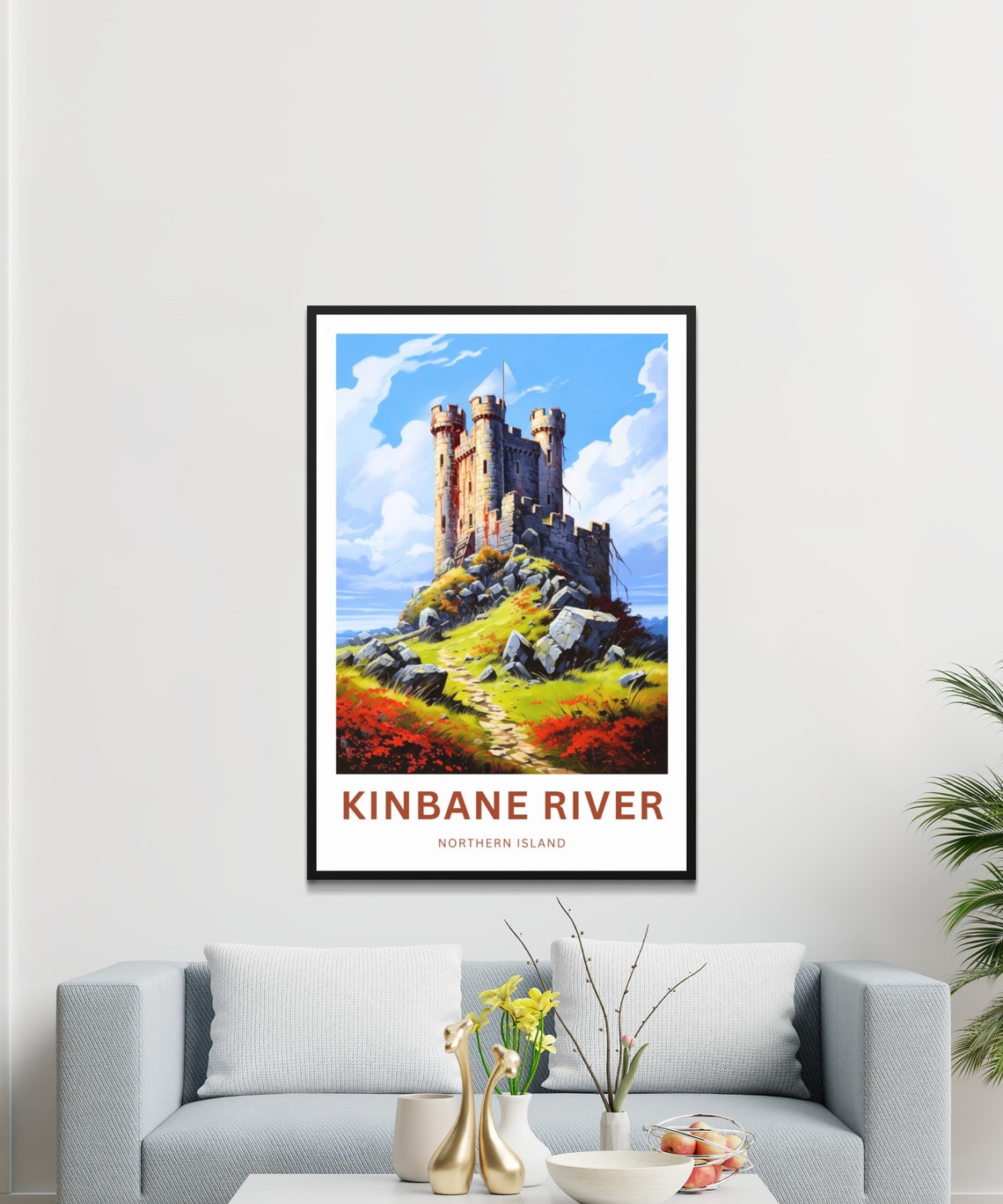 Personalized Kinbane River Castle Custom Text Ireland Poster - Image 3