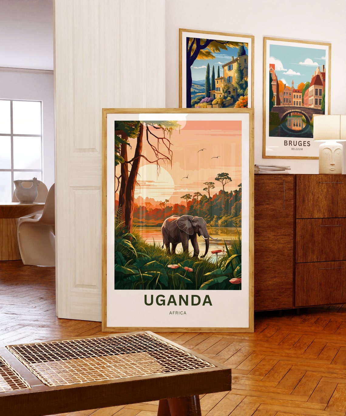 Personalized Uganda Travel Print Uganda Poster Africa Wall Art Framed Present Gift Africa Decor Present Customize Your Text - Image 3