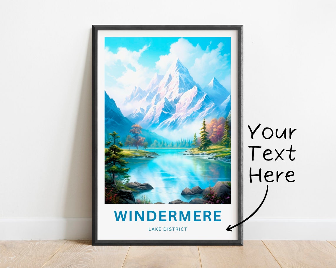 Windermere Lake District Snowy Peak Personalized Wall Poster