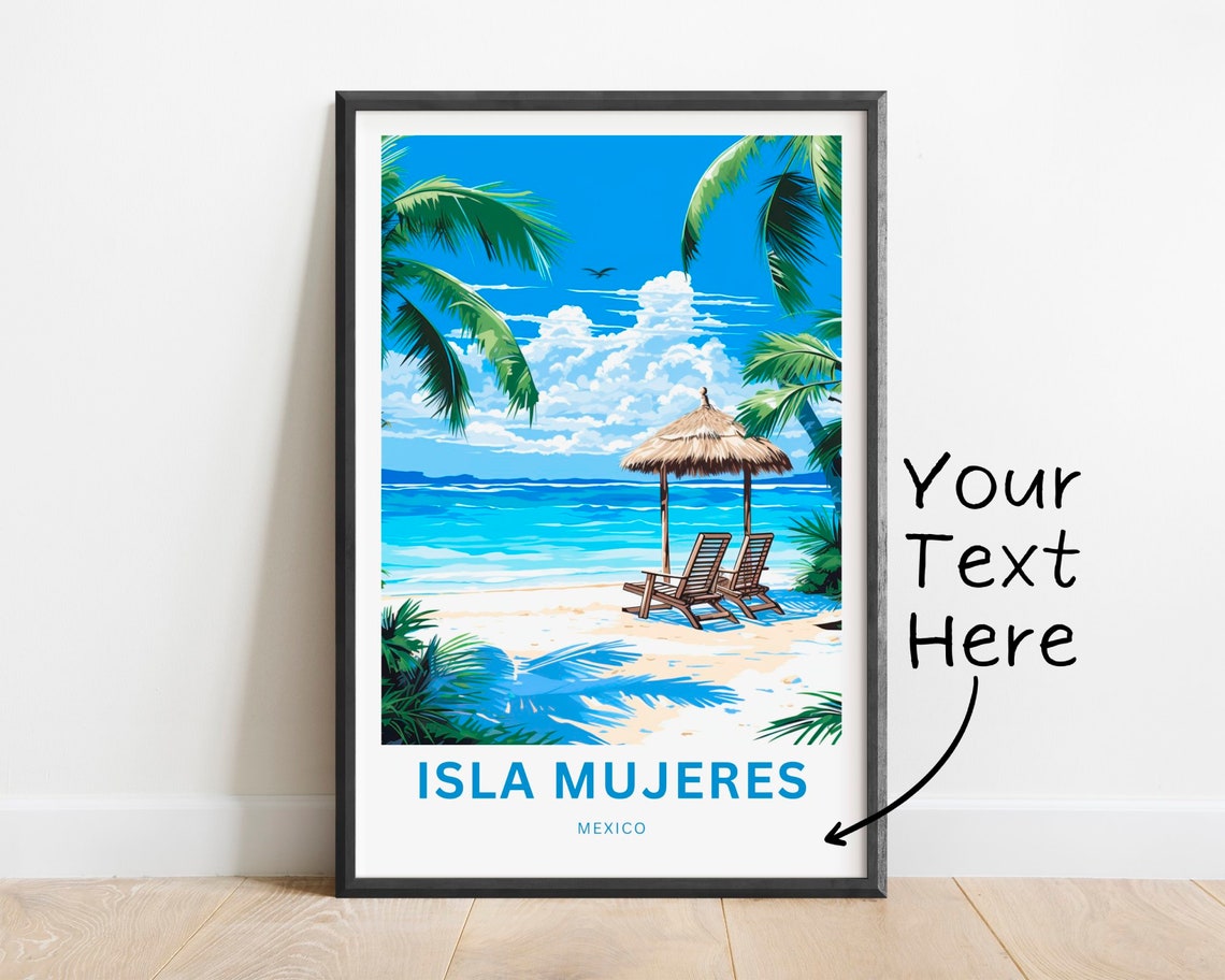 Personalized Isla Mujeres Travel Print Isla Mujeres Poster Mexico Wall Art Framed Present Gift Mexico Present