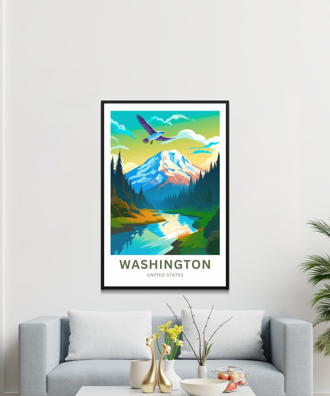 Washington Snowy Cascade Peak Eagle River Wilderness Travel Poster - Image 3