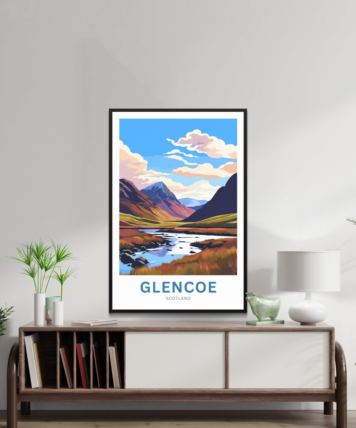 Glencoe Scotland Autumn River Through Mountain Valley Poster - Image 3