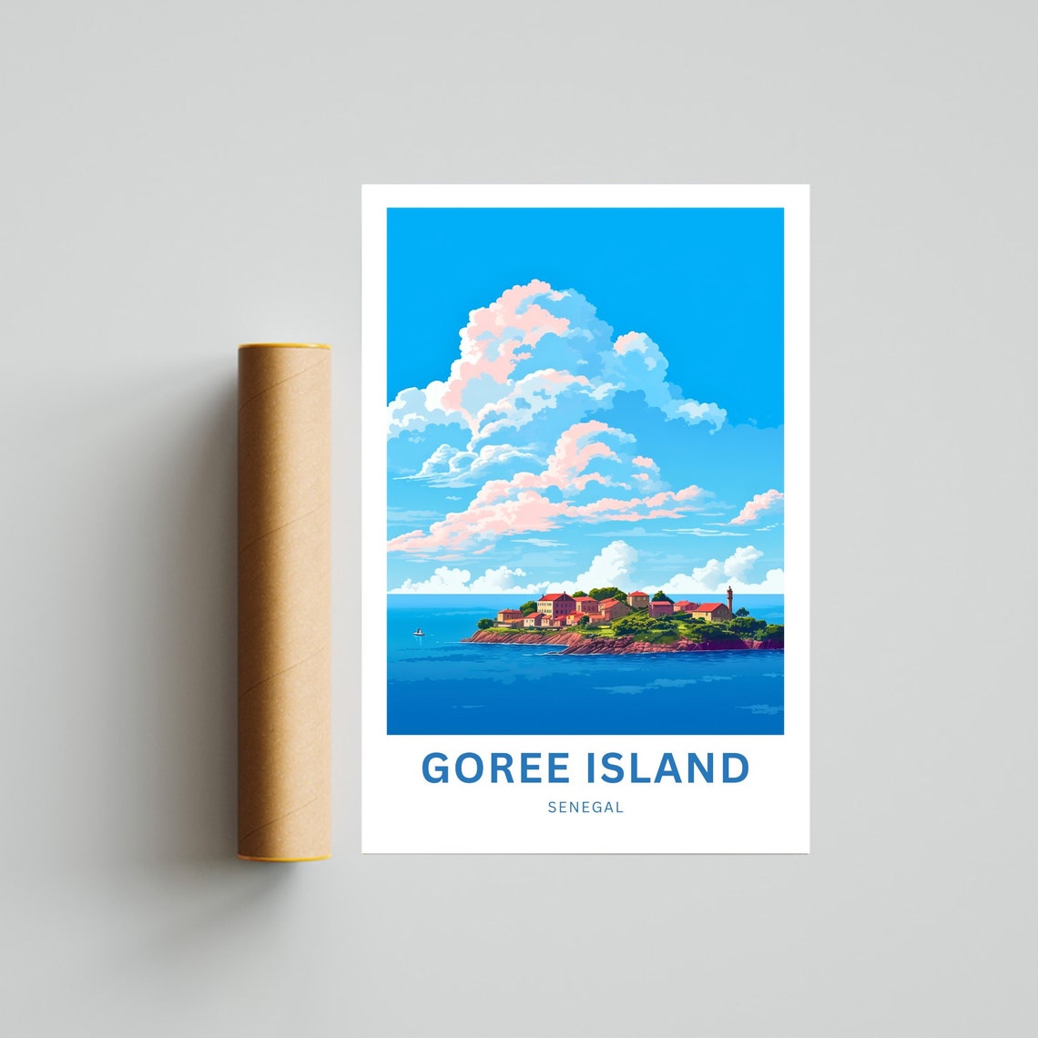 Personalized Goree Island Senegal Pink Sky Island Travel Poster - Image 4