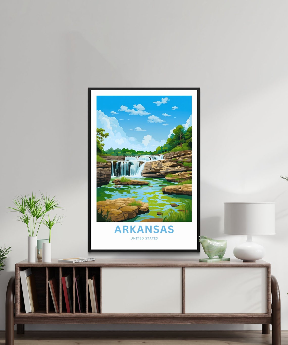 Personalized Arkansas Waterfall Emerald Pool Custom Travel Poster - Image 2
