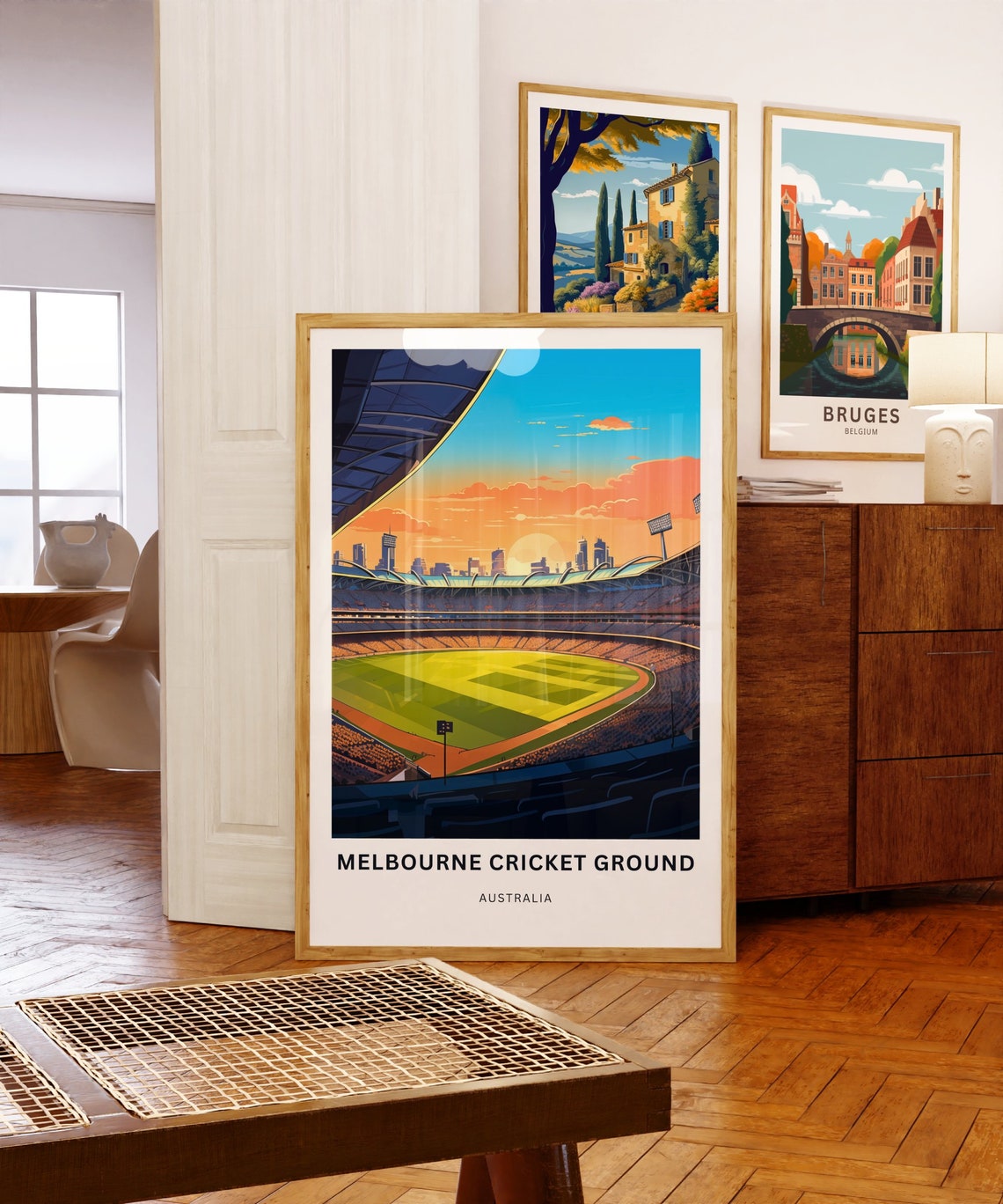 Melbourne Cricket Ground Australia Stadium Sunset Travel Poster - Image 2