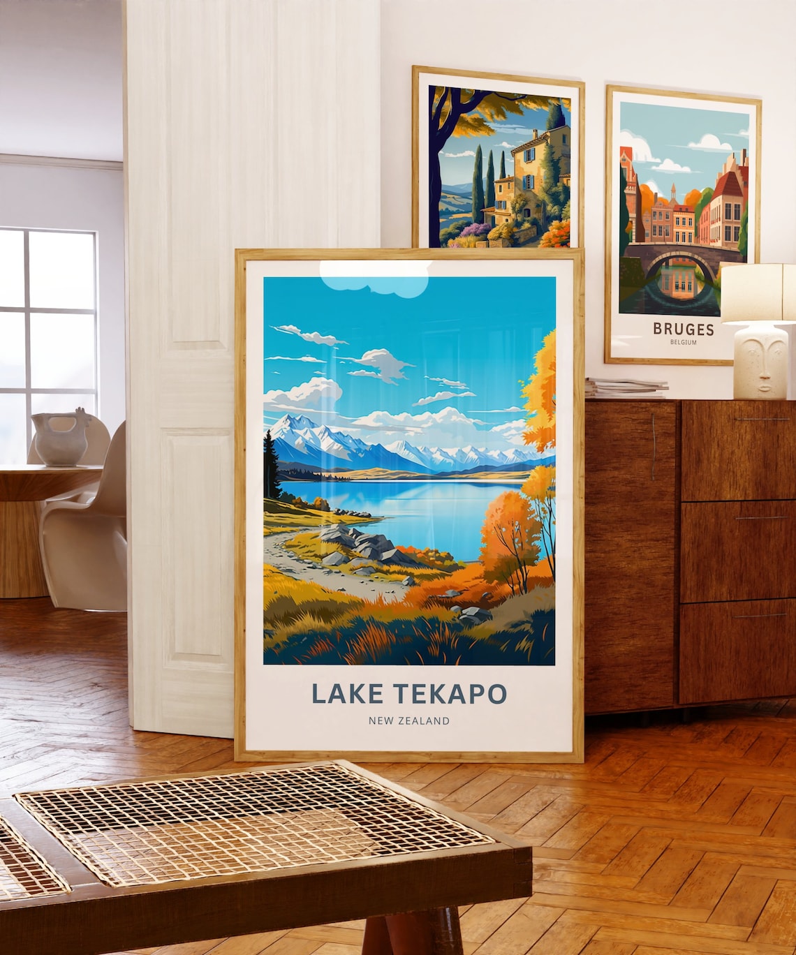 Lake Tekapo New Zealand Alpine Lake Autumn Hills Travel Poster - Image 5