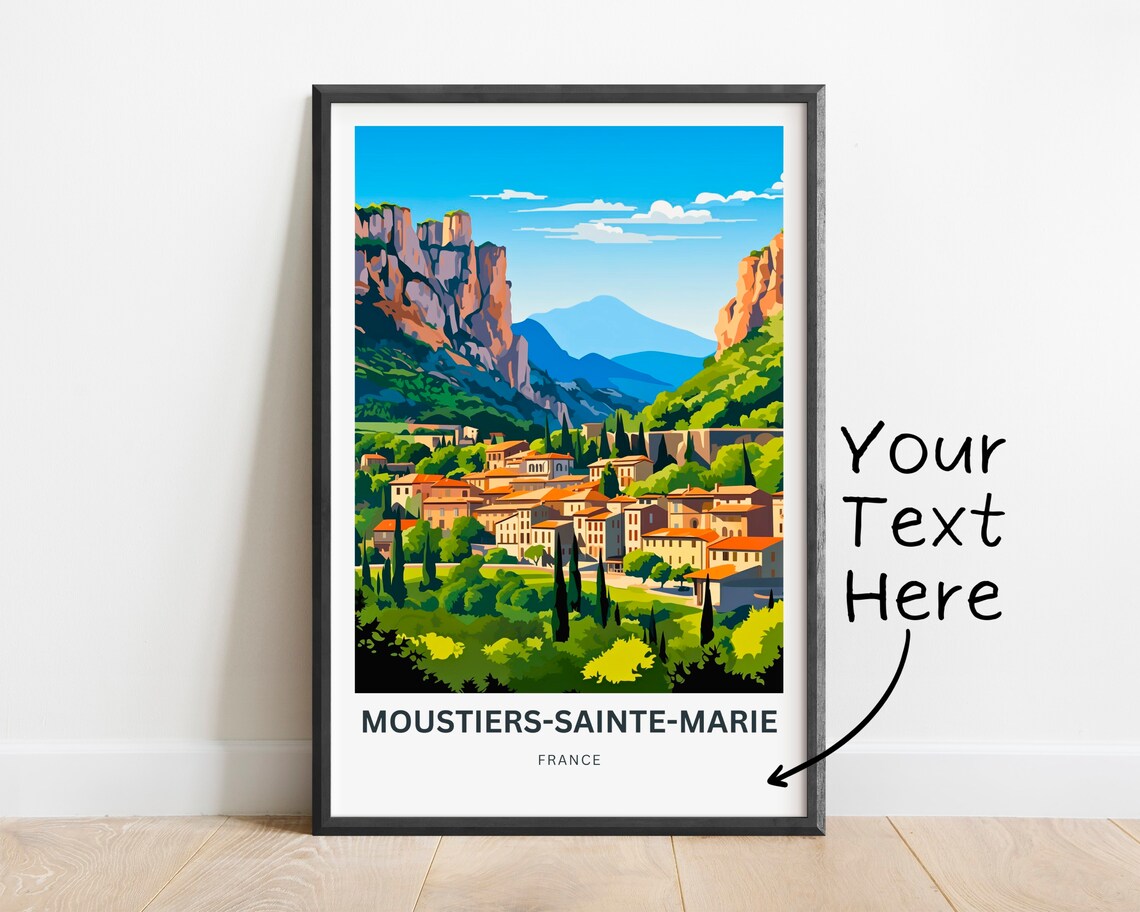 Moustiers-Sainte-Marie France Cliffs Village Greenery Travel Poster - Image 2