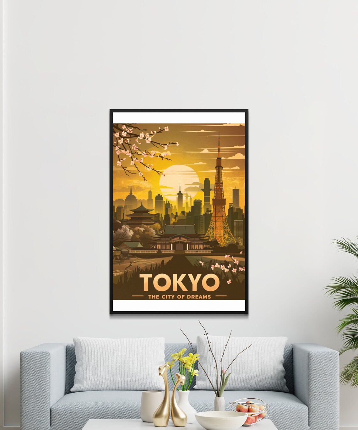 Tokyo Japan City of Dreams Tower Temple Sunset Vintage Poster - Image 2