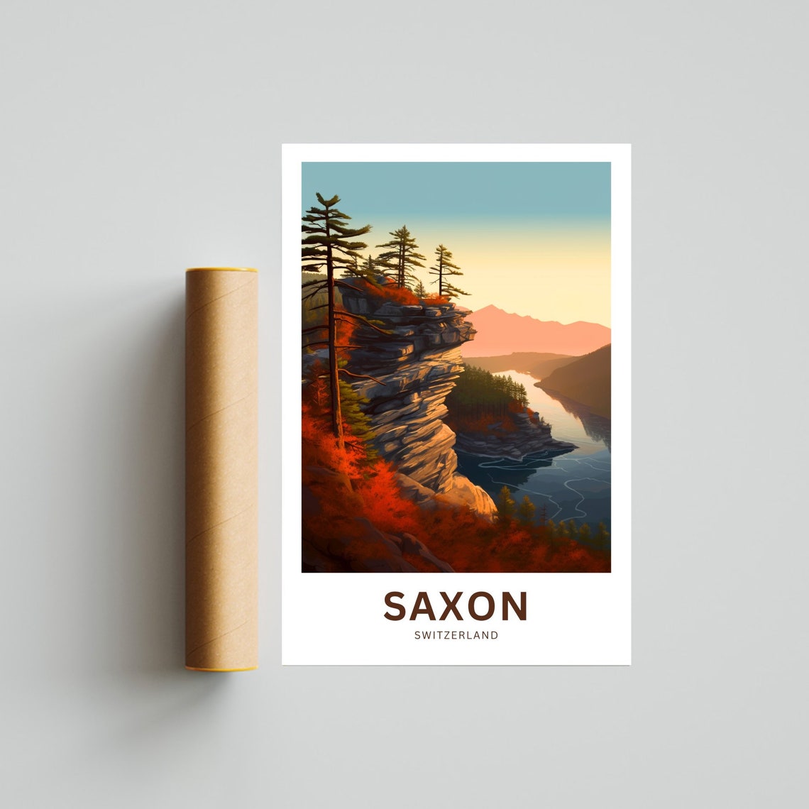 Saxon Switzerland Sunrise Cliff Overlook Custom Travel Poster - Image 4