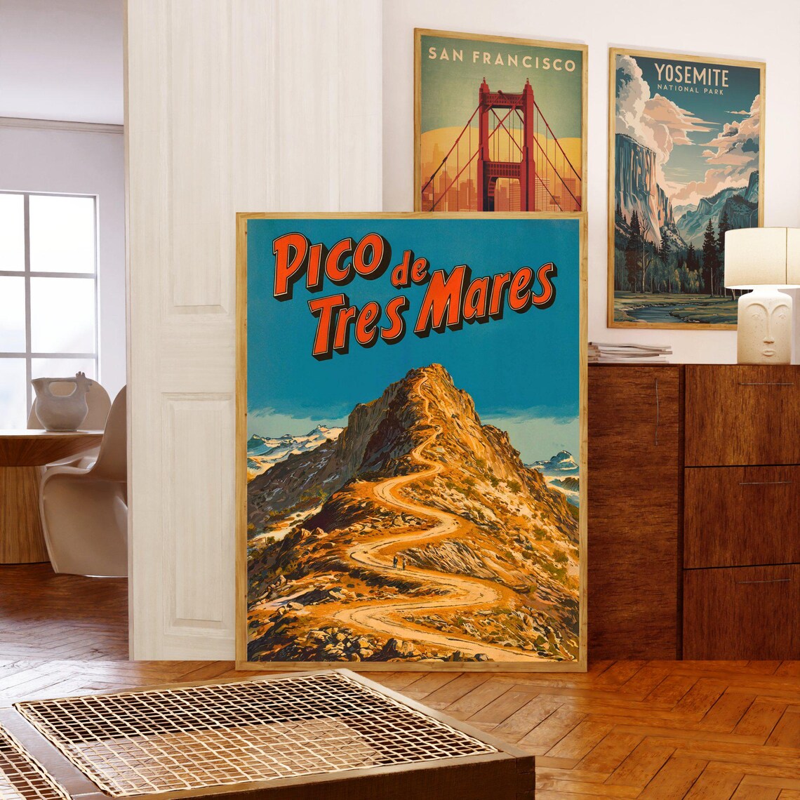 Pico de Tres Mares Vintage Mountain Peak Trail Retro Travel Poster - Image 5