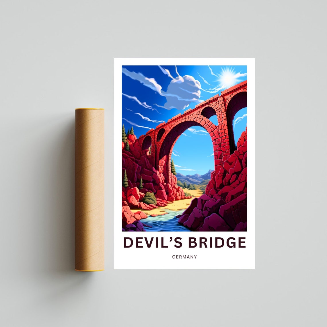 Devil's Bridge Germany Red Rock Aqueduct Canyon Travel Poster - Image 4