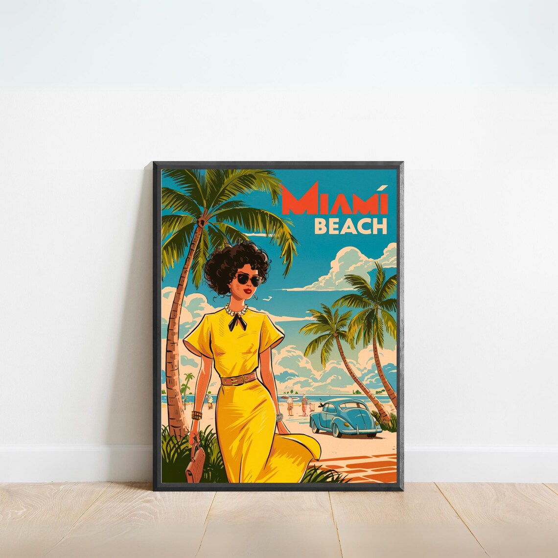 Miami Vintage Travel Poster, Florida Wall Art Print