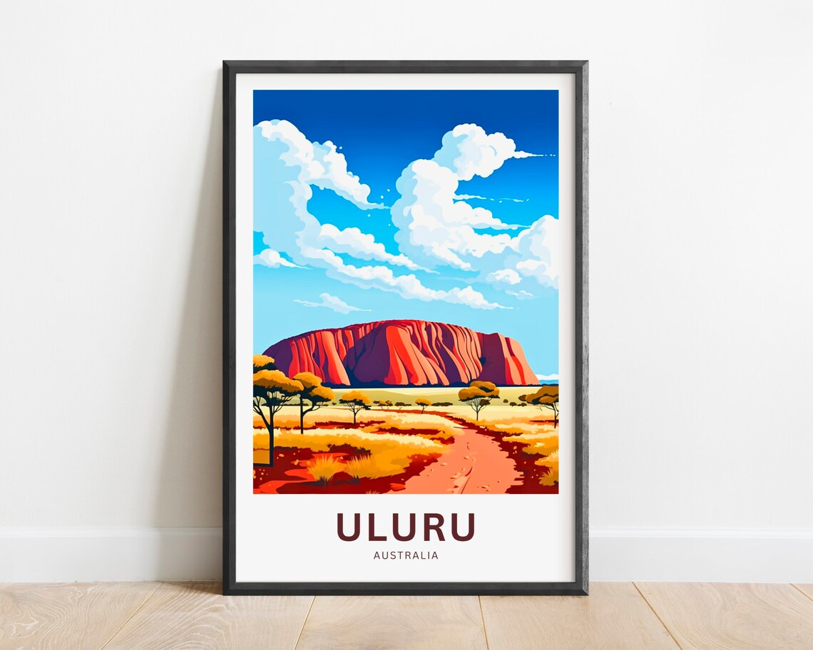 Uluru Australia Giant Red Monolith Desert Sunset Travel Poster